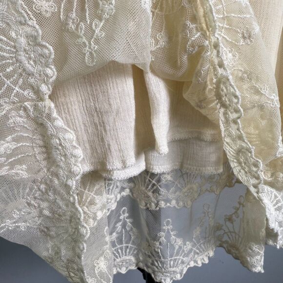 Indigo Soul Ivory Lace Tunic, Long Sleeves, Lined, Soft, Boho, Size Med 2/$25 - Picture 5 of 9